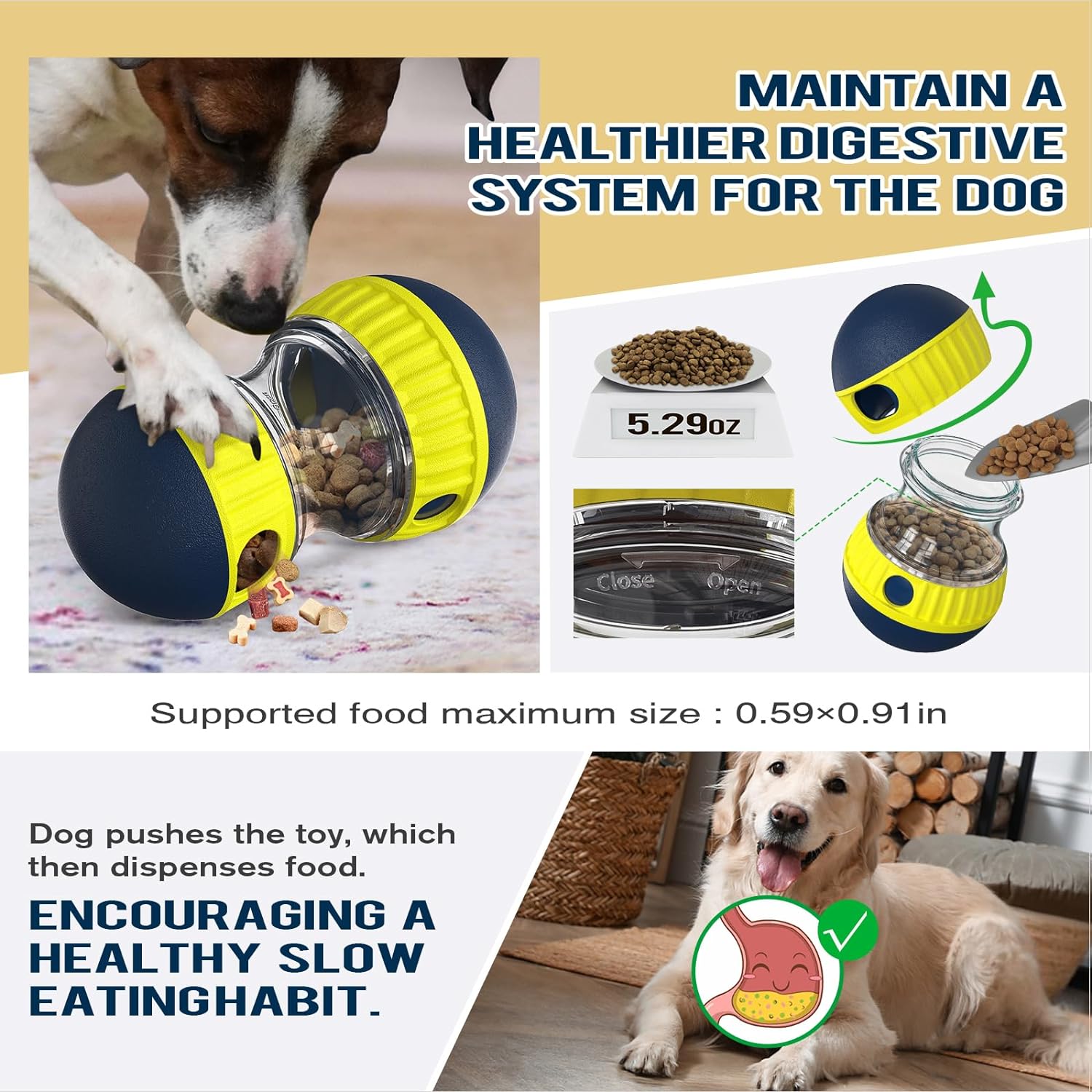 Large Size Dog Enrichment Toy for Medium/Small Dogs Treat Dispenser Ball, Puppy Food Dispensing Toys & Puzzles Slow Feeder & Mental Stimulation,Ultimate Boredom Buster