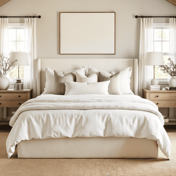 Aykah Aura Cadre de Lit Très Grand Size Crème avec Rangement, Tête de Lit Haute Moderne Rembourrée avec Cadre en Métal