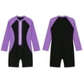 thumbnail image 7 of iiniim Girls Boys Long Sleeve One Piece Swimsuit Shorty Wetsuit Kids Surfing Rash Guard UPF 50 Purple 10, 7 of 7