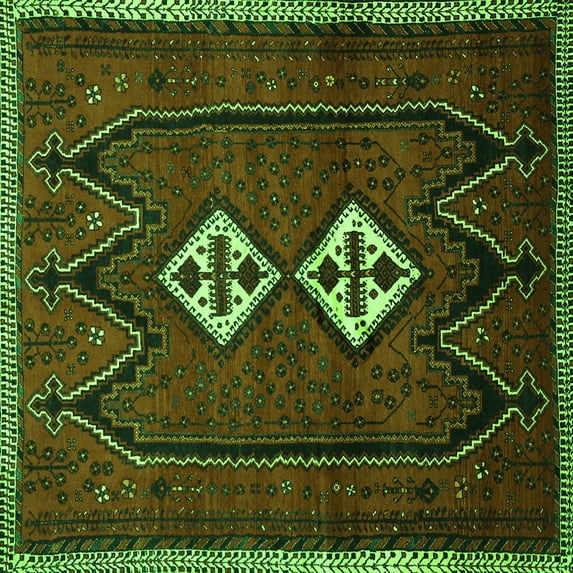 Ahgly Company Indoor Square Persian Green Traditional Area Rugs, 3' Square