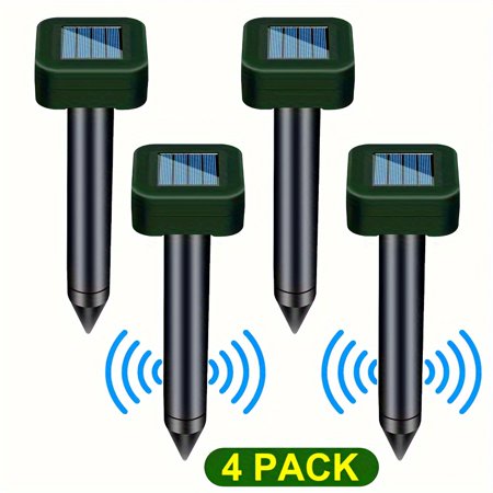 4pcs Solar-Powered Pest Repellers - Weatherproof Efficient Pest Deterrent for Groundhog, Mole, Vole, Snake & Rodent Control, Safeguard Gardens, Eco-Friendly Yard Defender for Outdoor Lawns