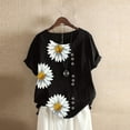 thumbnail image 2 of Fashion Womens Casual Loose Button Linen Plus Size Daily Printed T-Shirt Tops, 2 of 3