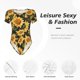 thumbnail image 4 of Balery Vintage Black Plaid Sunflower Body de cuello redondo de manga corta para mujer Tops de manga corta Tops básicos-Large, 4 of 7