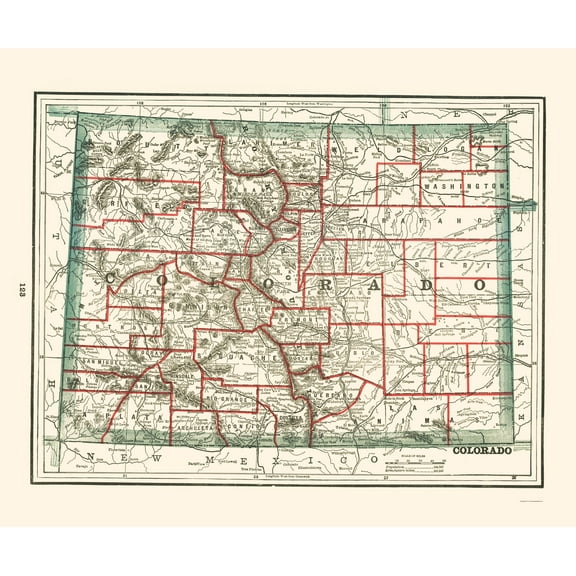 Historic State Map - Colorado - Rathbun 1893 - Vintage Wall Art