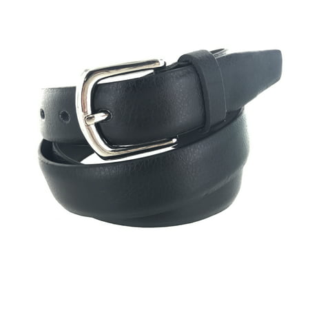 Faddism Unisex Genuine Leather Belt 1 Inch Wide Simple Silver