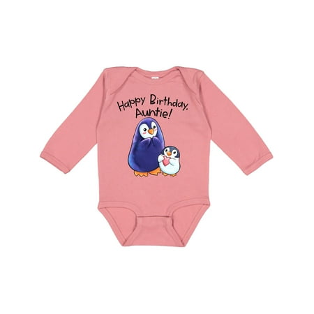 

Inktastic Happy Birthday Auntie!- Cute Penguins Boys or Girls Long Sleeve Baby Bodysuit