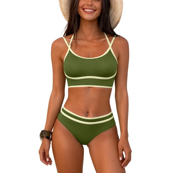 Zorckvet Womens Swimsuits Bikini Swimwear Push Up Two Piece High Waist Bathing Suits for Women Athletic