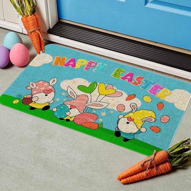 Fiudx Tapete de Pascua, Diseño Colorido de Lana Sintética, Antideslizante, Suave y Cómodo, Ideal para Decorar El Hogar, Versátil Durante Todo El Año y Perfecto para Cualquier Espacio.