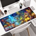 thumbnail image 2 of WISHTIME Gaming Mouse Mat Large Mouse Mat Long Extended Mouse Pad Desk Mat Non-Slip Rubber Mice Pads Stitched Edges Thin Pad (31.5x11.8x0.08Inch)Small Town, 2 of 8