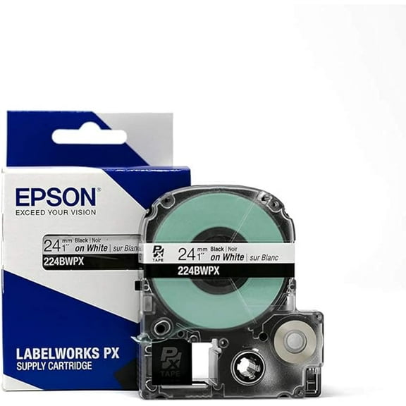 Epson LABELWORKS 224BWPX Tape Cartridge - 1" (24mm) x 30 ft Black on White
