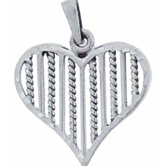 Twisted & Single Line Heart 925 Sterling Silver Pendant Jewelry
