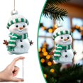 thumbnail image 2 of 1Pcs Cute Snowman Christmas Ornaments, Acrylic Hanging Decor with Striped Knit Hat & Scarf for Xmas Tree(Green), 2 of 4