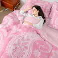 thumbnail image 4 of Manfei Bohemian Paisley Bedding Comforter Set 7-Piece, Hippie Mandala Full Bedding Set, Pink Fitted Sheet Flat Sheet, Microfiber Bedroom Decor, 4 of 8