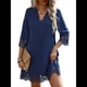 thumbnail image 2 of Vestido Camisero Informal de Verano para Mujer, con Mangas 3/4, Holgado y Holgado Azul XL, 2 of 10