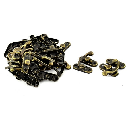 Antique Style Metal Lock - 20pcs Hasp Hook Horns Lock Vintage Style Metal Padlock with key Jewelry Box Buckle Shackle