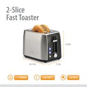 Toastmaster 2-Slice Fast Toaster - Kitchen Essential for Sandwich Bread & Breakfast Toast Maker - Wide-Slice Bread Toaster with Bagel, Frozen & Cancel Function Buttons - Includes Crumb Tray