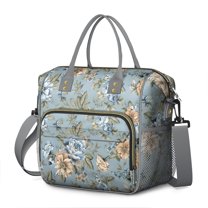 Pioneer Flower Floral Print Pattern Womens Lunch Box for Work,Insulated Large Lunch Bag for Tween and Teen,Loncheras Para Mujer,Leakproof Adult Lunch Bag for Work,Beach,Travel,Picnic,Camping