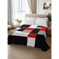 thumbnail image 2 of Red Black Grey Geometric California King Size Flat Sheet, Wrinkleproof & Fadeproof Cooling Flat Bed Sheet Only, Modern Abstract Art Luxury Breathable Soft Bedding Top Sheets 108 x 98 Inches, 2 of 8