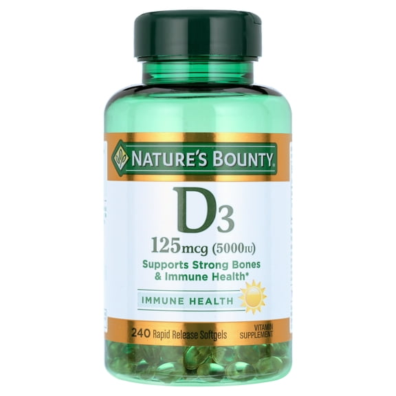 Nature’s Bounty Vitamin D3 5000 IU Softgels for Bone & Immune Support, Vitamin Supplement, 240 Ct