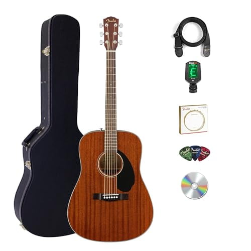 Fender CD-60S Solid Top Dreadnought Acoustic Guitar - All Mahogany w/ Hard Case