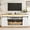 White, variant on ANPOO 70.9" Farmhouse TV Stand with LED Light and Charging Station, Media Console Entertainment Center Fits Up to 90 Inch TV, Rustic Wooden Television Stand for Living Room
