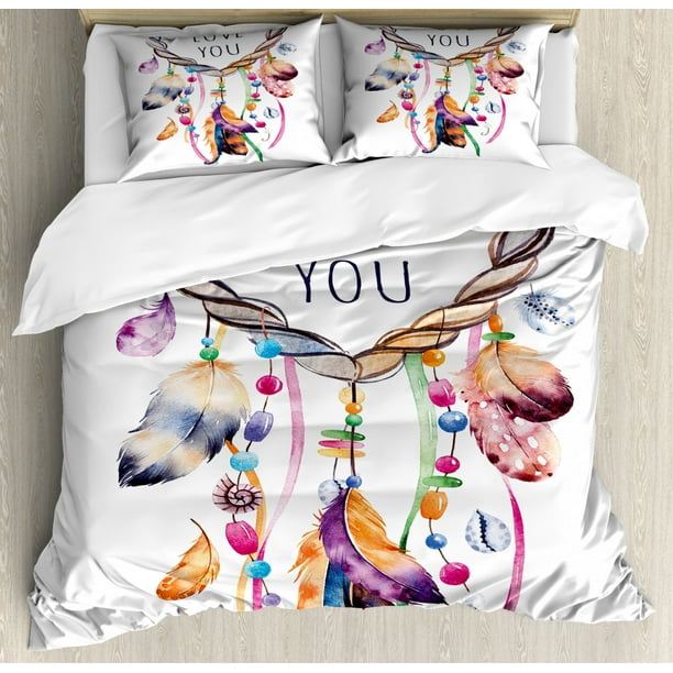 Feather Duvet Cover Set King Size Hand, Bohemian Style King Size Bedding