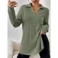 thumbnail image 4 of Women'S 2025 Fall Long Sleeve Half Zip Casual Oversized Ribbed Knit Pullover Sweater Top Army Green M, 4 of 9