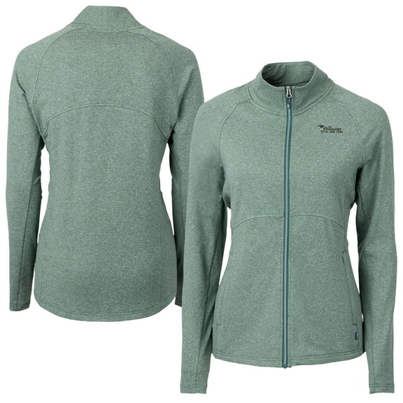 Women's Cutter & Buck Heather Green New York Jets Adapt Eco Knit Heather Full-Zip Jacket