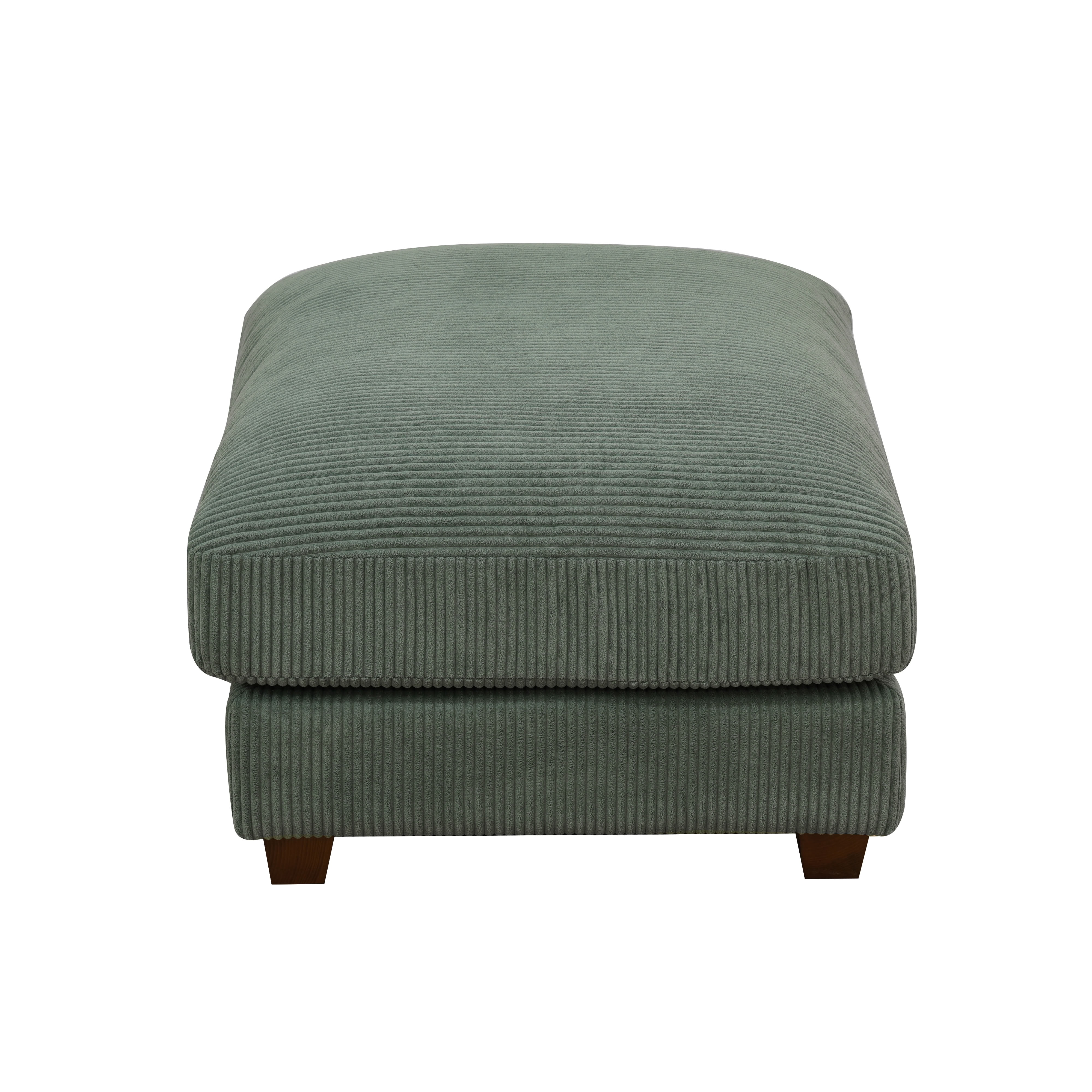 MAYEERTY Flocking Fabric Ottoman Footrest, Anti-Insect Solid Wood Frame, Green