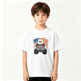 thumbnail image 2 of American Eagle Monster Truck Boys Graphic Tee, Patriotic 100% Cotton Kids Short Sleeve T-Shirt 4-13Y, 2 of 5