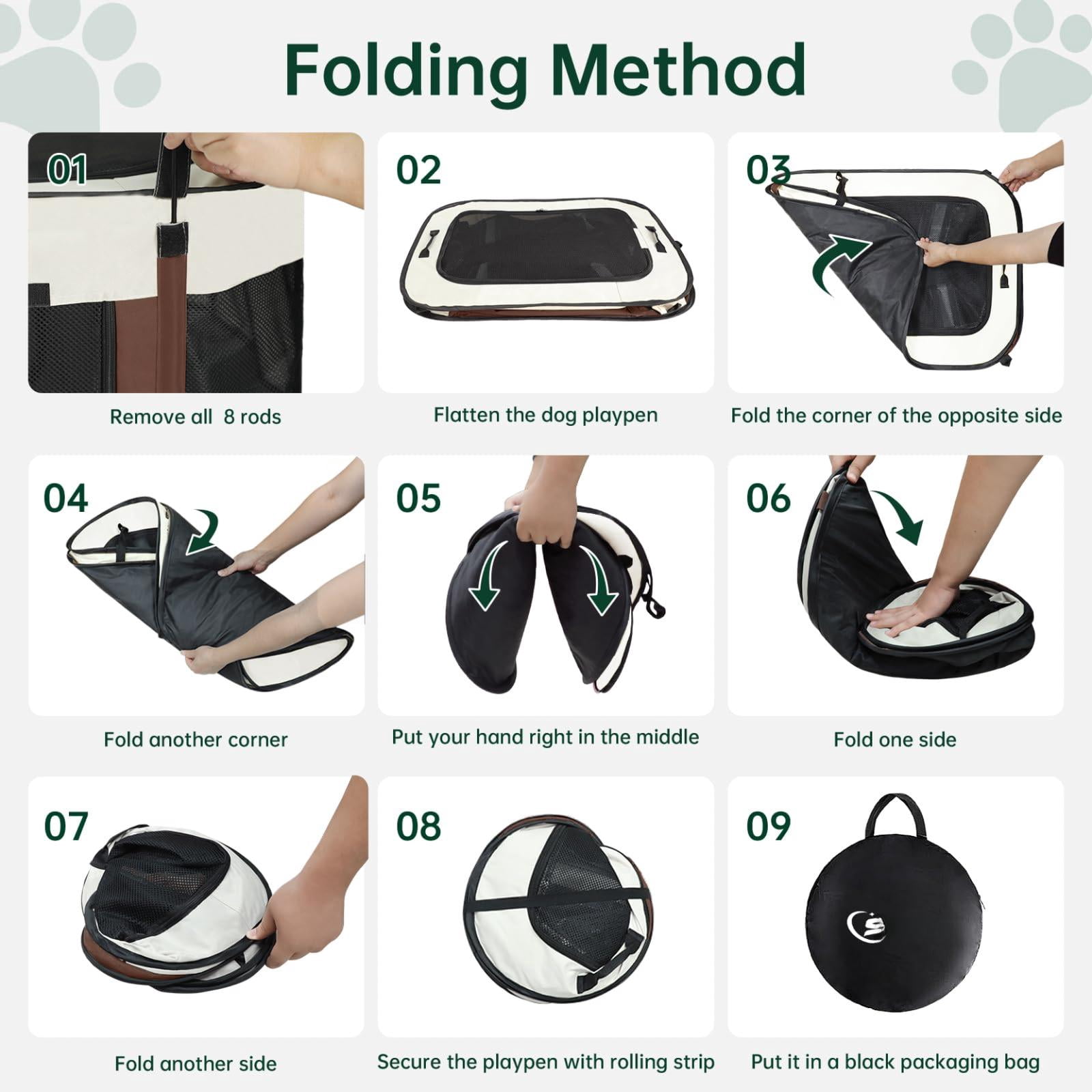 Dog Playpen Cat Pet Puppy Pen Portable Playpens For Dogs Indoor Outdoor Travel Camping Use Foldable Kennel Tent Crate Rabbit Small Animals With Carrying Case (brown  Small)