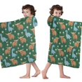 thumbnail image 4 of Green Highland Cow Dinosaur Pattern Hooded Bath Towel，60"x35" for Ages 3 To 12 Kids, Quick Dry Lightweight Soft Microfiber Hood Beach Towel Cover Up for Kids, 4 of 7