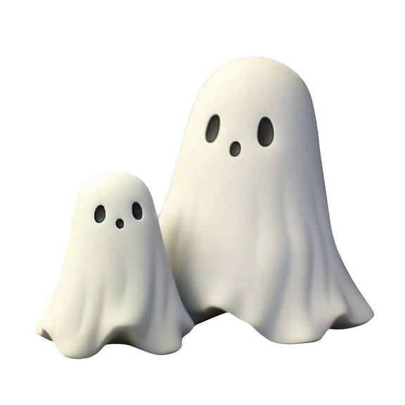 Halloween Ghost Figurine - Spooky Resin Ghost Statue, Cute Ghost Decor, Halloween Figurines Tabletop Ornaments Perfect for Indoor & Porch Decor-White-C