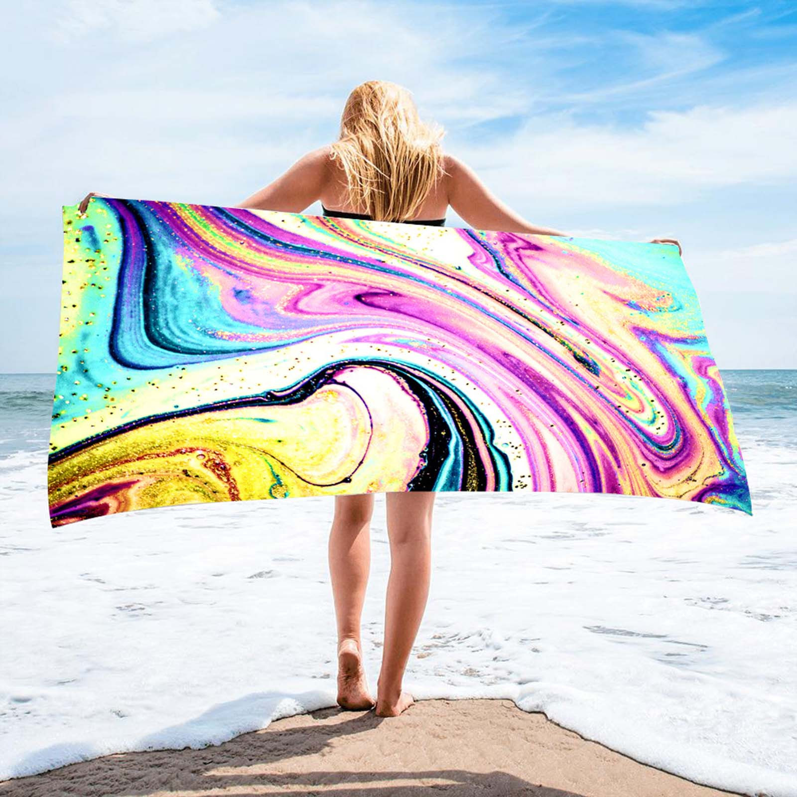 Fashion Printed Beach Towel Super Soft Square Beach Towel For Bathroom Pool Beach Outdoor Picnic Big Beach Blanket Oversized Extra Large Cabana Stripe Beach Towel Walmart