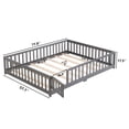 thumbnail image 2 of Floor Bed, Toddler Bed, Platform Bed Full Size With Safety Door Guardrail Solid Wood For Kids Children Bedroom, Gray Pine Montessori Bed, 2 of 2