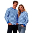 thumbnail image 4 of Men's Striped Pullover Tops Long Sleeve Crewneck Color Block Casual T Shirts Basic Blouse, 4 of 5