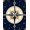 Navy Blue Gold, Pattern 10, variant on ODIKA 8'x10' Washable Area Rug Compass Boat Nautical Vintage Motif Round Circular Retro Fish for Dining Room, Large Office, Lounge, Non-Slip Chair-Friendly Mat
