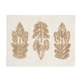 thumbnail image 3 of Noble Linens Floral Pattern Cotton Bath Mat, 24 in x 17 in, Folk Leaves Natural, 3 of 12
