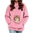 thumbnail image 4 of Women's Solid Color Oversized Hoodie Pet Pouch Sweatshirt with Large Kangaroo Pocket Pink XXL(XXL), 4 of 8