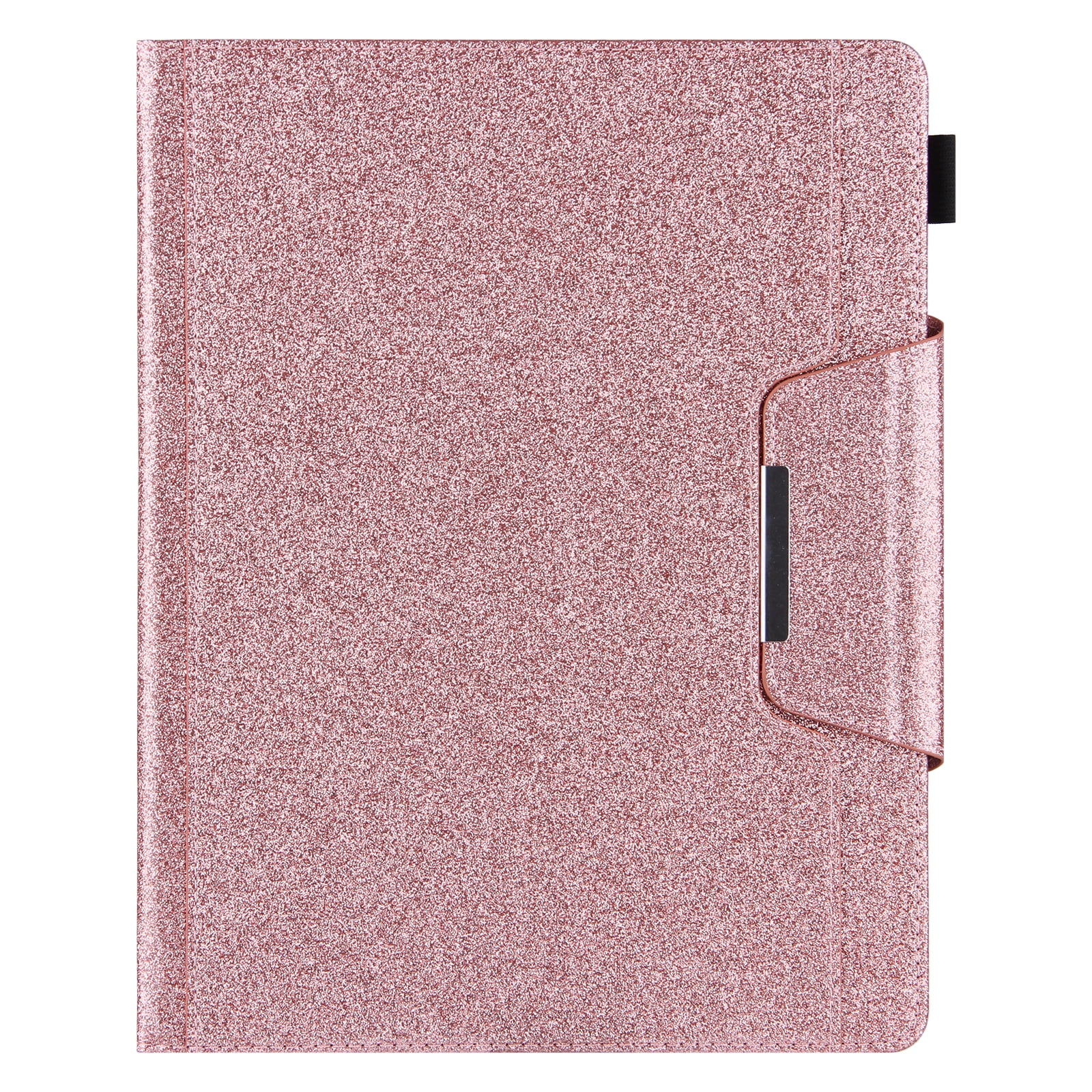 TECH CIRCLE for iPad Pro 13-Inch M4 Case 2024, PU Leather Folio Case with Auto Sleep Wake & Stand Function, Built-in Pencil Loop & Card Slots & Pocket, Protective Glitter Shimmer Cute Cover, Rosegold