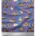 thumbnail image 1 of Soimoi Purple Cotton Voile Fabric Fruits & Cupcake Food Printed Craft Fabric by the Yard 56 Inch Wide, 1 of 3