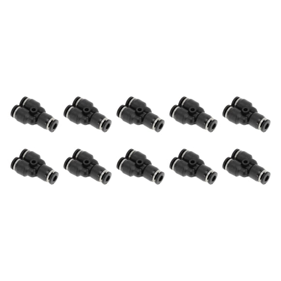 Unique Bargains Push to Connect Air Fittings 5/32" Y Type Air Line Quick Connector Plastic 10 Pcs Black Silver Tone
