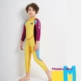 thumbnail image 3 of Traje de neopreno para niños de 2,5 MM, traje de baño térmico de neopreno resistente a los arañazos para niños con cremallera trasera, traje Deportes acuáticos manga amarilla morada XL Eigraketly OD003690-09, 3 of 6
