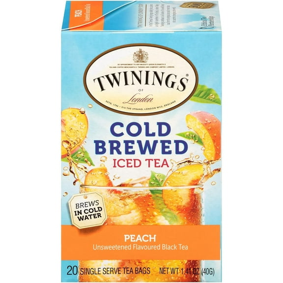 Twinings Of London Peach Cold Brew Iced Tea Bags, 20 Count (Pack Of 6)