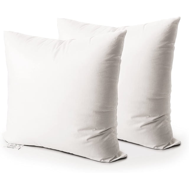 Inserto de almohada de tiro, juego de 2 almohadas decorativas de forma cuadrada de poliéster alternativo de plumón, cojín, relleno falso. (Blanco, 18x18)Blanco