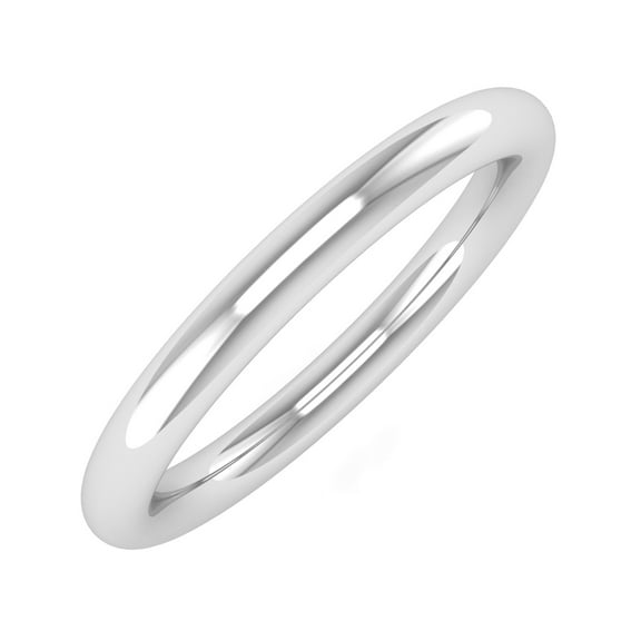 14K White Gold 2.5mm Plain Wedding Band (Ring Size 9)