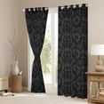 thumbnail image 3 of jejeloiu Retro Damask Print Black Out Curtains,Black Bohemian Flowers Curtains Pack of 2 (42x63 Each) For Adults, 3 of 6