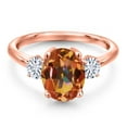 thumbnail image 3 of Gem Stone King 18K Rose Gold Plated Silver Ring Mystic Topaz Moissanite (3.66 Cttw), 3 of 7