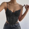 thumbnail image 2 of Tank Tops for Women,Lace Trim Fishbone Slim Fit Camisole Top for Elegant Daily Wear,Camisole Tops for Women,Black,M, 2 of 4