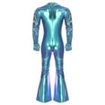 thumbnail image 2 of Alvivi Mens Metallic Jumpsuit Festival Party Jazz Rock Dance Performance Romper Bodysuit Blue XXL, 2 of 7